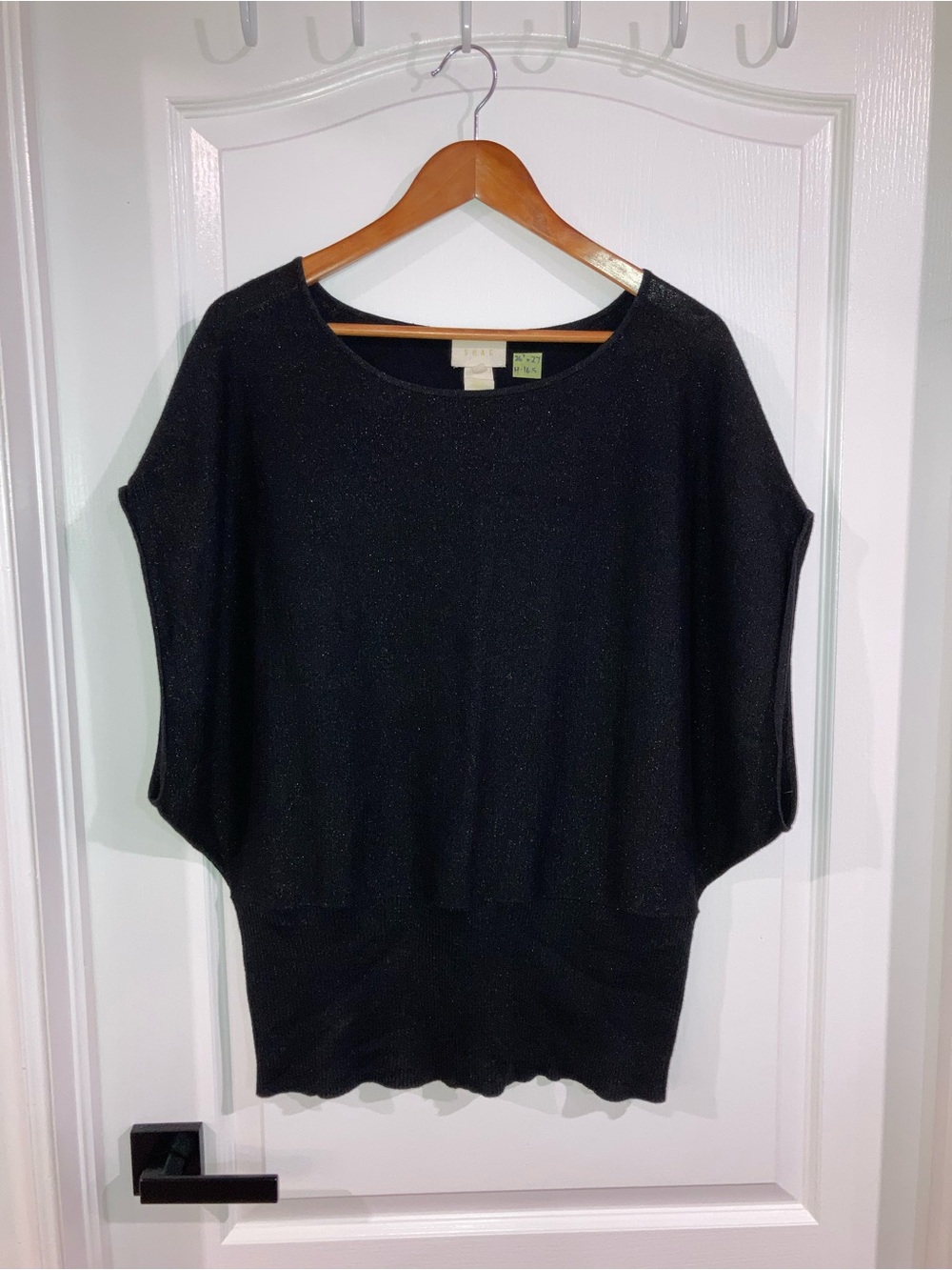 Shae Black Metallic Dolman-Sleeve Sweater - size M